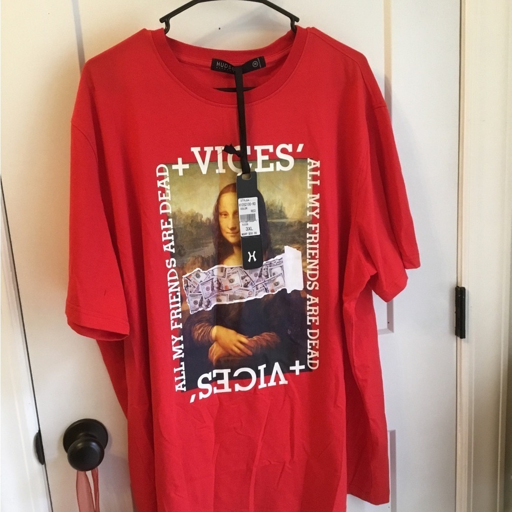 Hudson Outerwear Red Graphic Mona Lisa T-Shirt Size 3X NWT